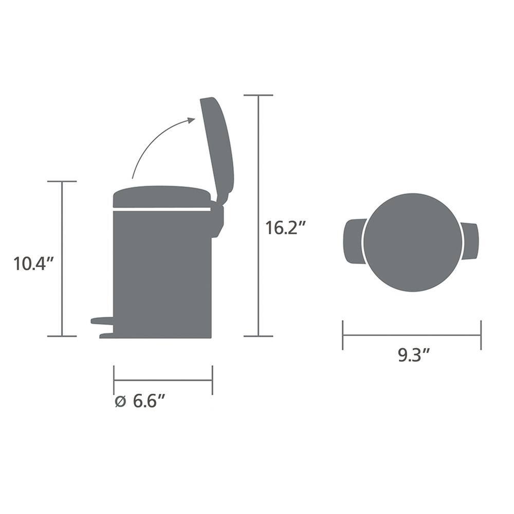 Concrete Gray Plastic Pedal Bathroom Bin, 3 Liter