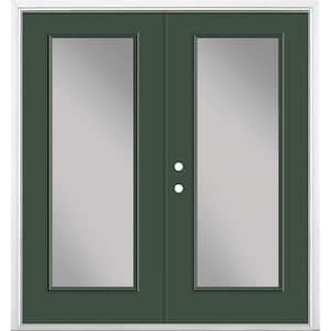 72 in. x 80 in. Conifer Steel Prehung Right-Hand Inswing Full Lite Clear Glass Patio Door with Brickmold