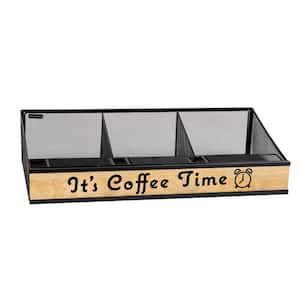 Cup and Condiment Station, Countertop Organizer, Coffee Bar, Stirrers, 24 in. L x 11.5 in. W x 12.5 in. H, Black