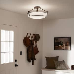 Alkire 22 in. 4-Light Olde Bronze Hallway Transitional Semi-Flush Mount Ceiling Light with Frosted Glass