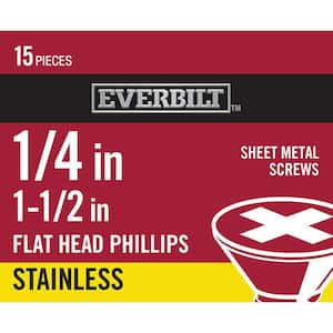 #14 1-1/2 in. Phillips Flat-Head Sheet Metal Screws (15-Pack)