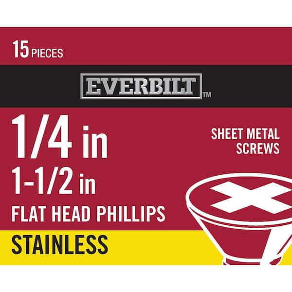 Everbilt #14 1-1/2 in. Phillips Flat-Head Sheet Metal Screws (15-Pack)