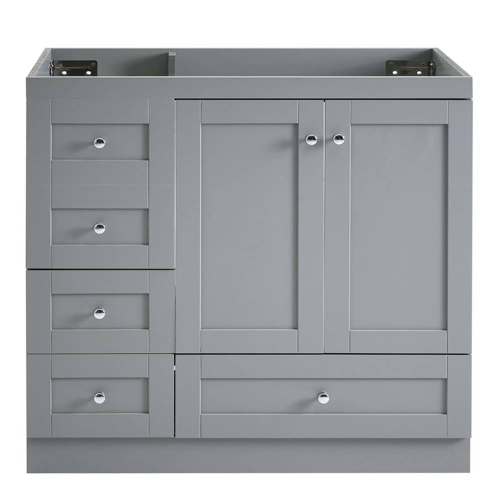 Virubi 35 in. Freestanding Bath Vanity Cabinet without Top in Gray