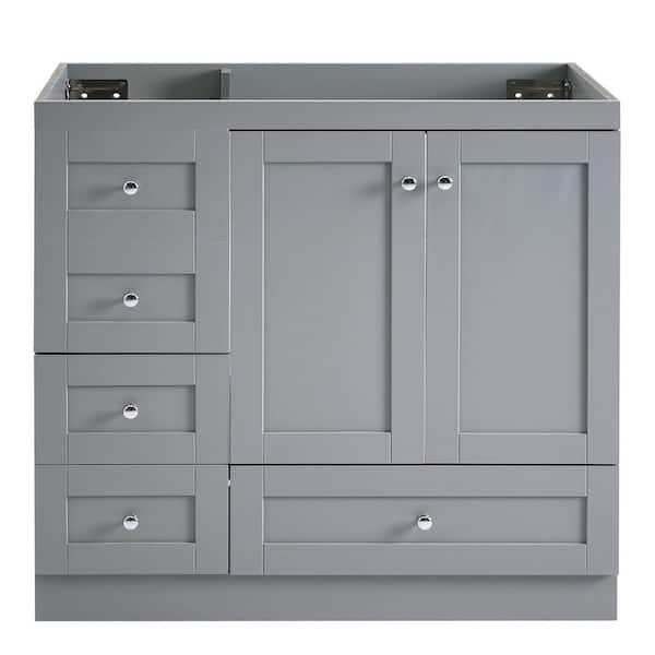 Virubi 35 in. Freestanding Bath Vanity Cabinet without Top in Gray