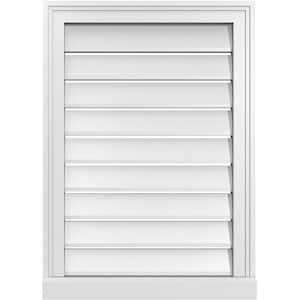 20 in. x 28 in. Vertical Surface Mount PVC Gable Vent: Functional with Brickmould Sill Frame