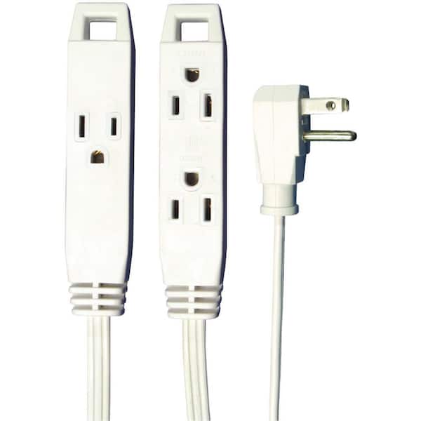 Axis 8 ft. 3-Outlet, 16-Wire Gauge, 3-Conductors Wall-Hugger Indoor Grounded Extension Cord, White (24-Pack)
