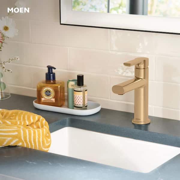 MOEN Meena Single Hole Single Handle Bathroom Faucet in Bronzed