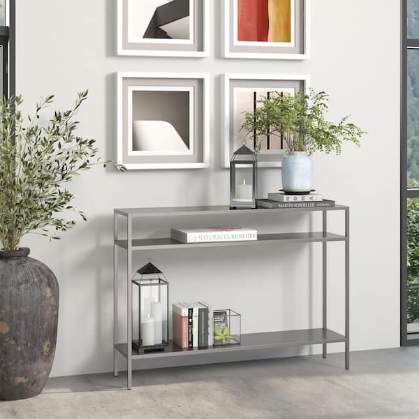 gray metal console table