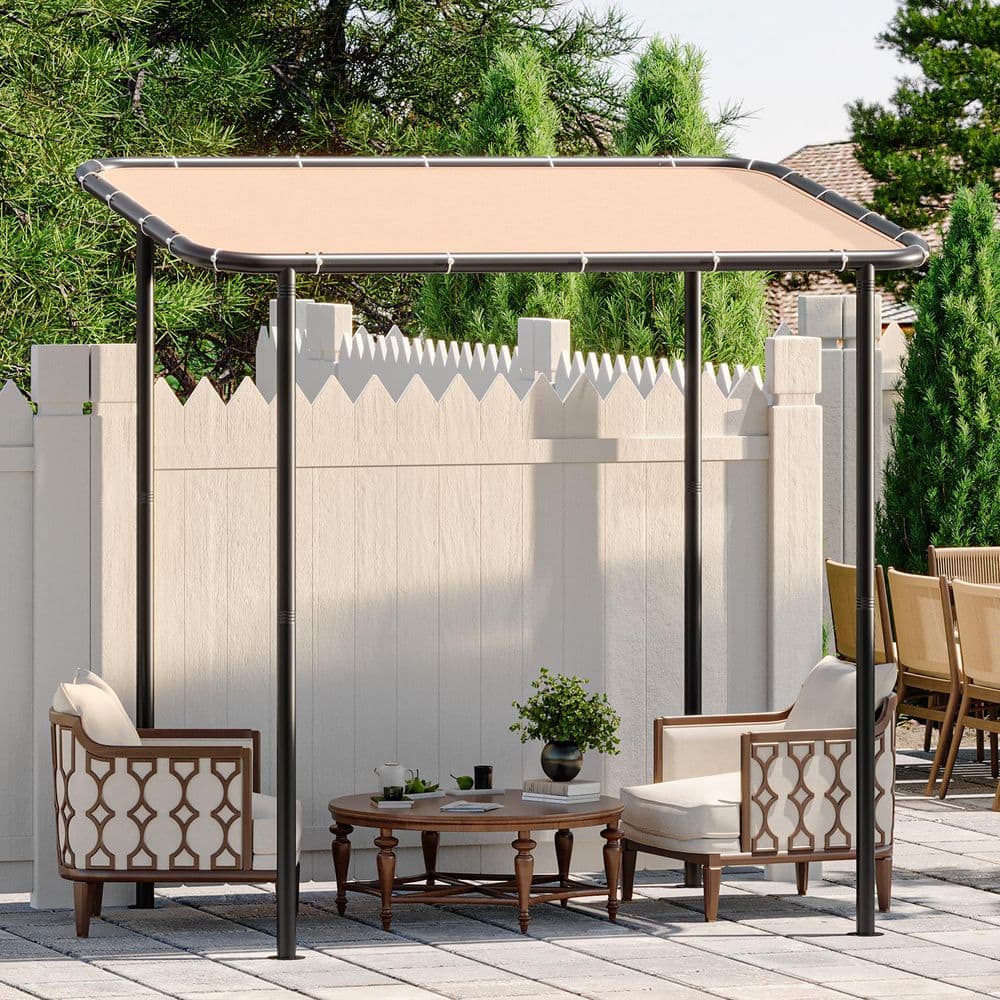 Sizzim 8 ft. x 5 ft. Brown Fabric Wall-Mounted Patio Cover with