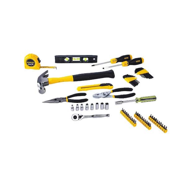 Stanley 65 Piece Tool Kit Homeowners Set Bits Sockets Ratchet Hammer Hex Keys
