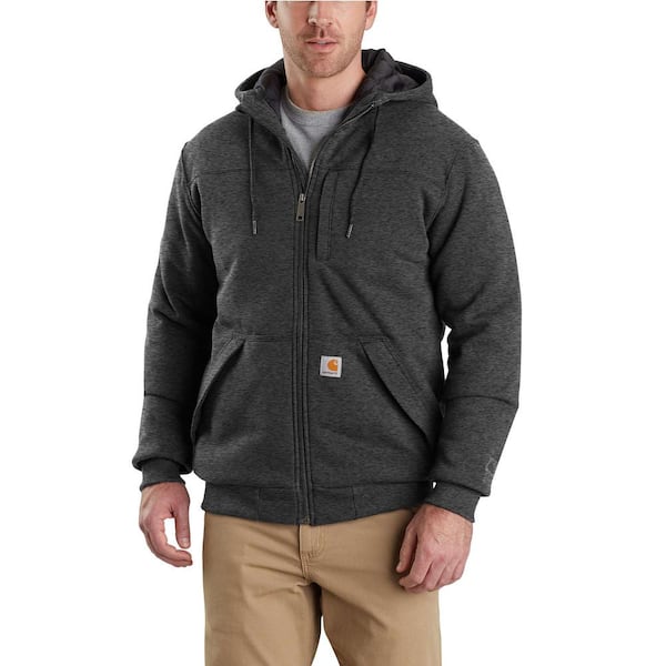 Carhartt Men's XX-Large Carbon Heather Cotton/Polyester Rain Defender Rockland Quilt-Lined Full-Zip Hooded Sweatshirt