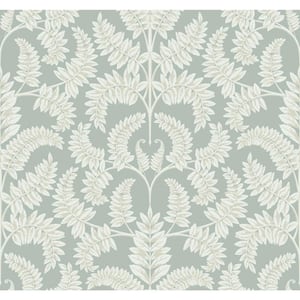 60.75 sq ft Green Royal Fern Damask Pre-Pasted Wallpaper