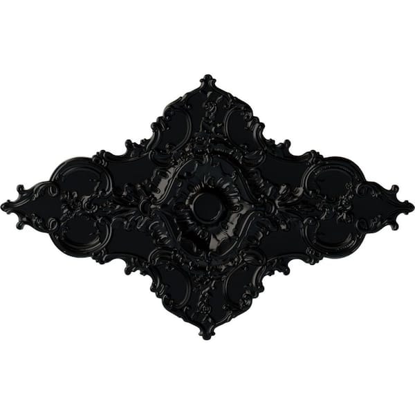2" x 67-1/4" x 43-3/8" Polyurethane Melchor Diamond Ceiling , Hand-Painted Jet Black