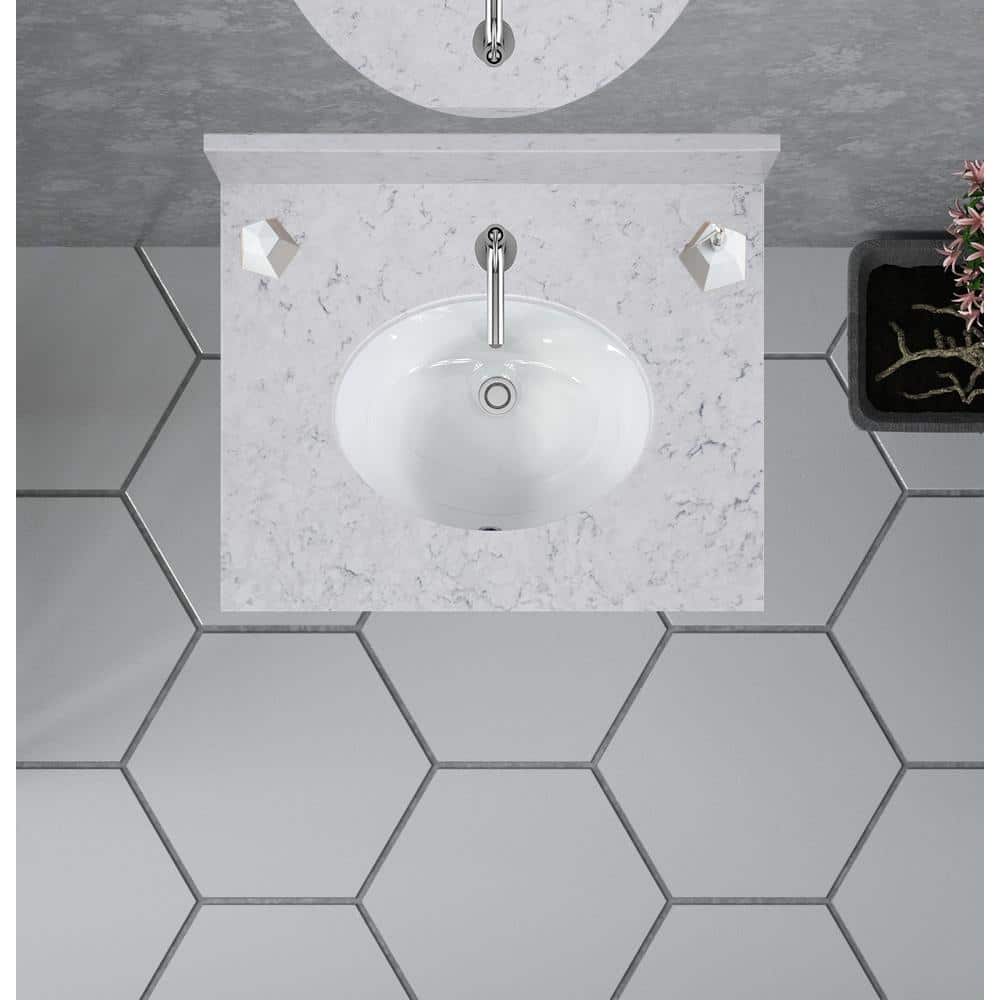25'' White Quartz Bathroom Vanity Top with Sink