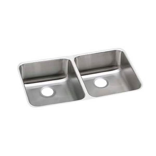 Elkay Lustertone Undermount Stainless Steel 31 in. Double Bowl ADA Compliant Kitchen Sink with 5.5 in. Bowl