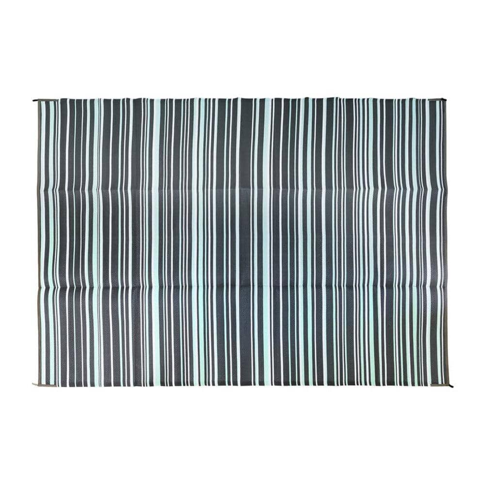 Camco Outdoor Mat 6' x 9' Charcoal Stripe 42873