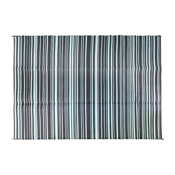 Camco Outdoor Mat 6' x 9' Charcoal Stripe 42873