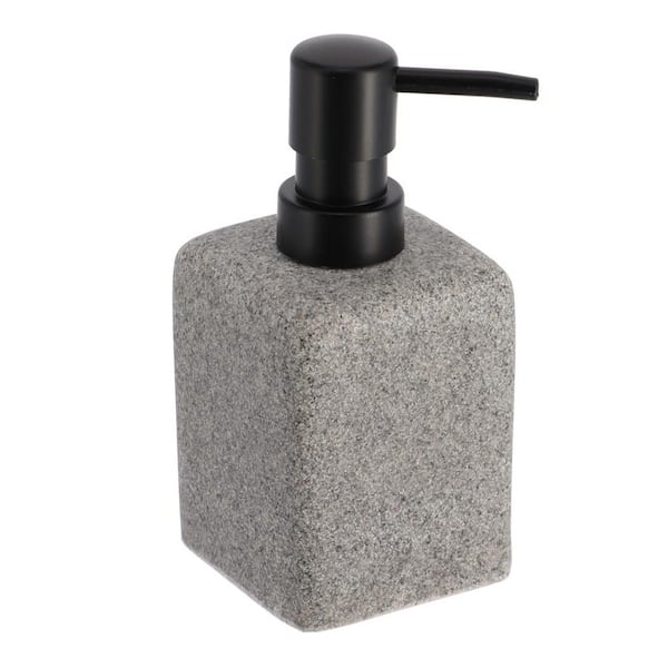 Unbranded Granite Square Freestanding Hand Soap and Lotion Dispenser 10 fl. oz. Grey