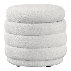 Cecil Polyester Storage Ottoman-Parchment Sherpa