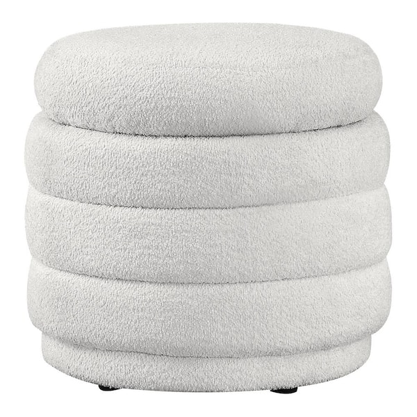 OSP Home Furnishings Cecil Polyester Storage Ottoman-Parchment Sherpa