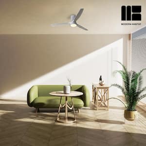 SerenityShine Blade Span 52 in. Indoor Satin Silver Low Profile Ceiling Fan with LED Bulb Included with Remote Included
