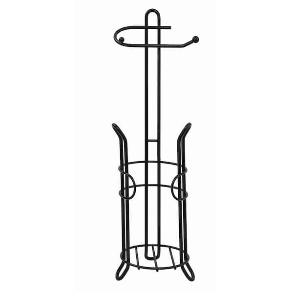 Cubilan Freestanding No Post Toilet Paper Holder Roll Storage Dispenser in Black