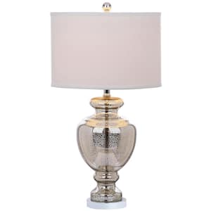 Morocco 28 in. Silver/Ivory Glass Vase Table Lamp with Off-White Shade