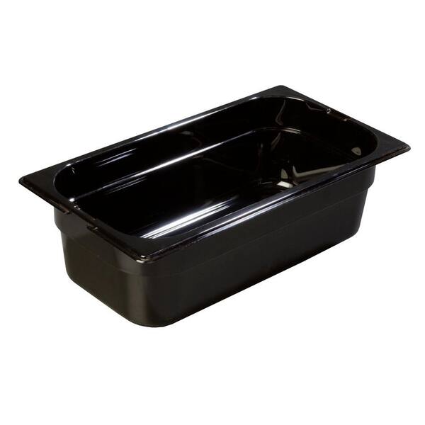 Carlisle 1/3 Size, 3.80 qt., 4 in. D High Heat Plastic Food Pan in Black, Lid not Included (Case of 6)