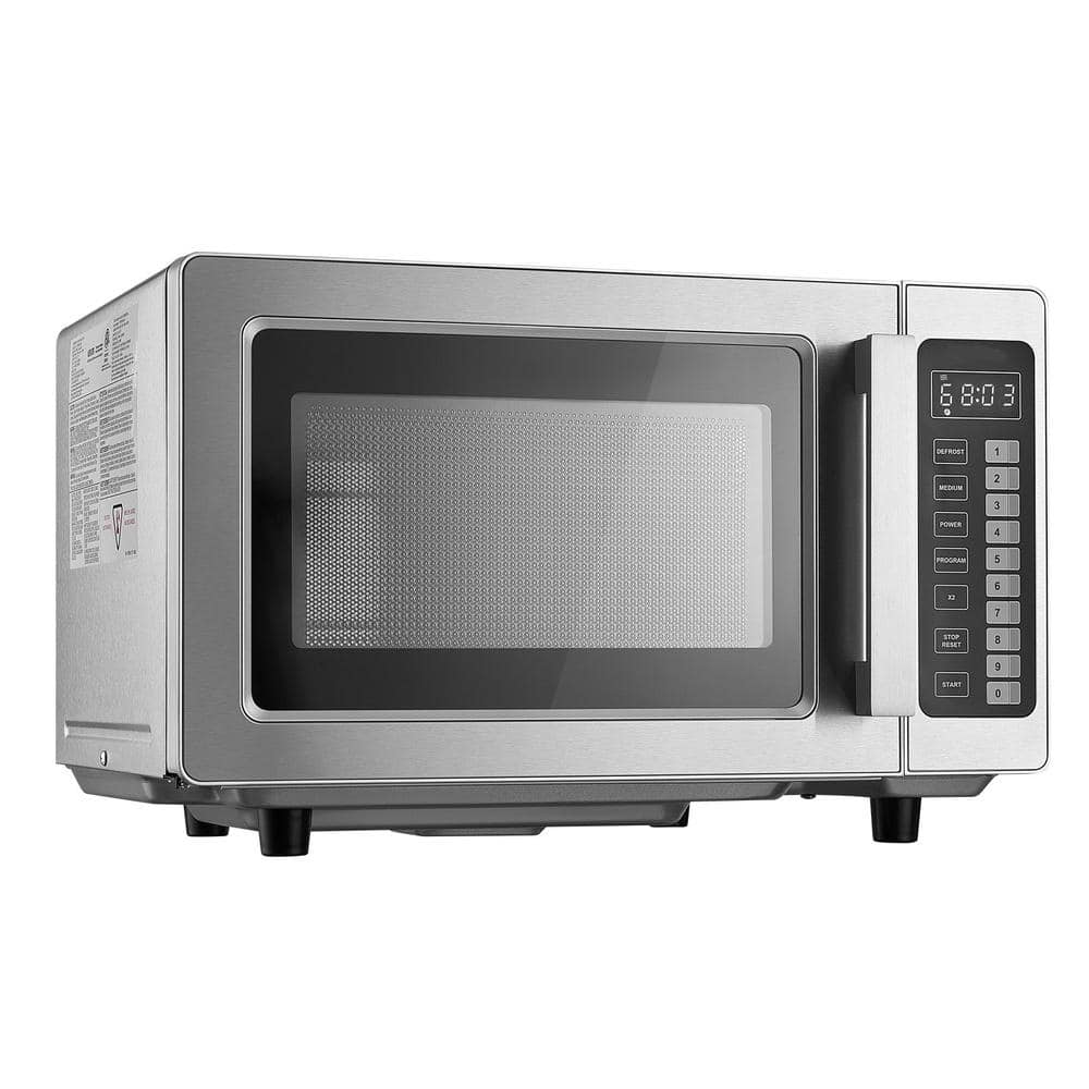 0.9 Cu. Ft. 1000W Commercial Countertop Microwave Oven Stainless Steel with Touch Controls