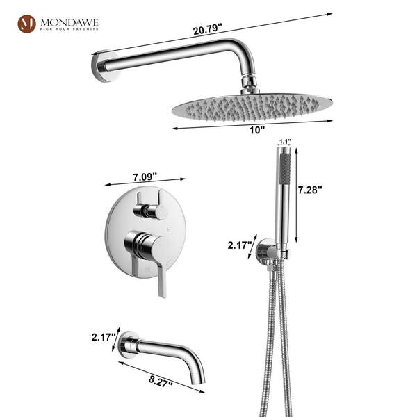 Shower System Wall Mounted with 10 in. Round Rainfall Shower head and