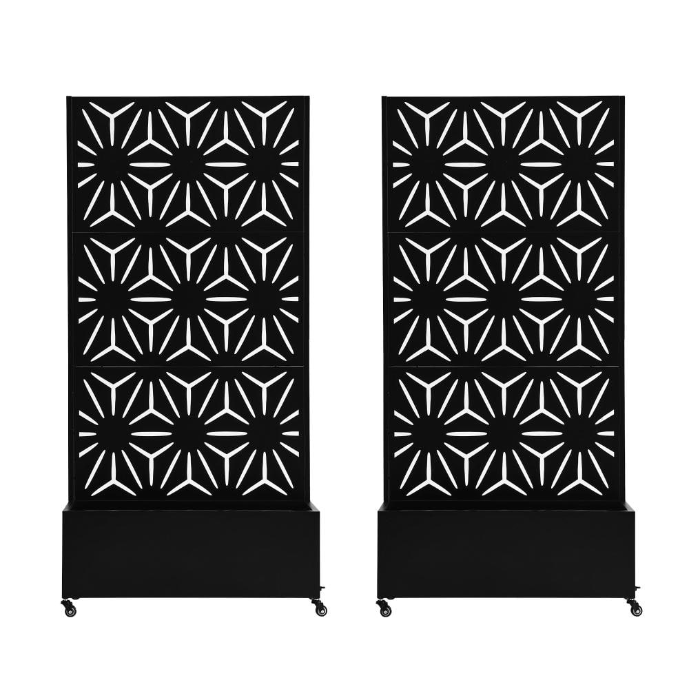 70.8 in. H × 35.4 in. W Black Privacy Metal Garden Fence Screen Panels with Planter Box and Lockable Wheels（2-Pack） price history on PriceWatchPro