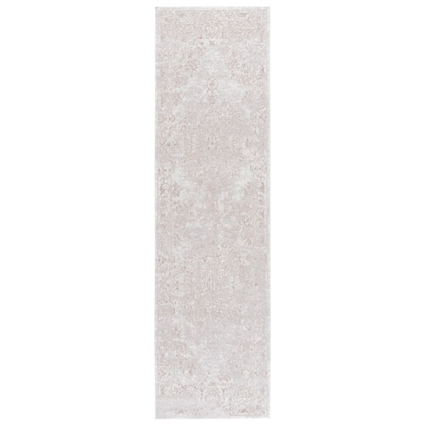 Reflection 2 ft. x 18 ft. Creme/Ivory Medallion Runner Rug