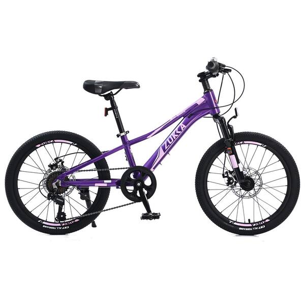 Sudzendf 20 in. 7-Speed Girls and Boys Aluminum Alloy Mountain Bike in Purple