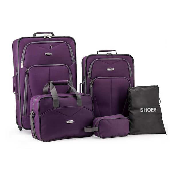 ELITE LUGGAGE Elite Purple Luggage Whitfield 5-Piece Soft side Lightweight Rolling Luggage Set