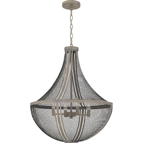Quoizel Hallie 4-Light Distressed Grey Wood Pendant Light