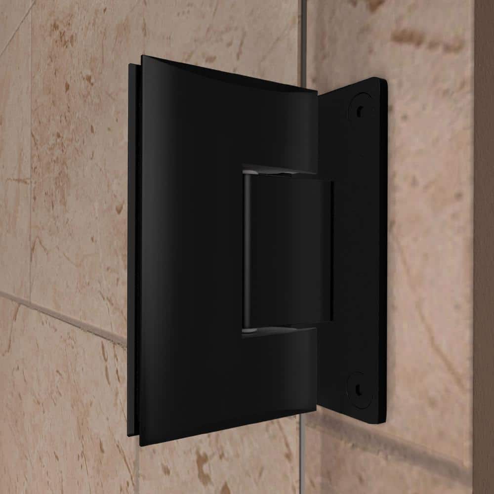 Unidoor 49" Frameless Clear Glass Hinged Shower Door in Black