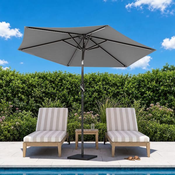 7.5 ft. Round Patio Umbrella with UV Protection, Easy Tilt, and Wind-Resistant Features in Gray