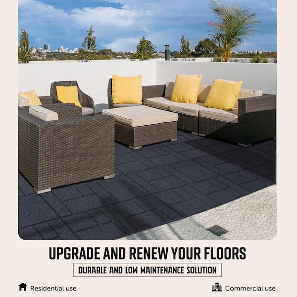 16 in. x 16 in. x 5/8 in. Gray Square Scape SmartLoc Rubber Paver (75-Pack)