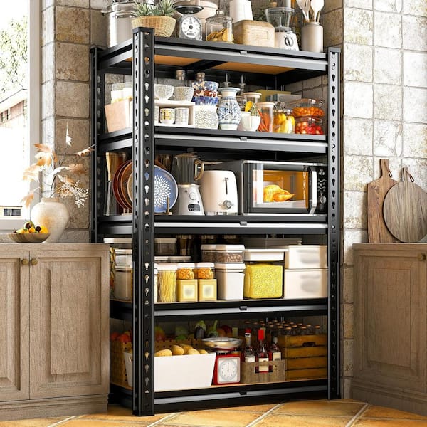 PRIMEPLUS 5-Tier Adjustable Heavy Duty Steel Garage Storage Shelving Unit in Black (35.55 in. W x 16 in. D x 72 in. H)