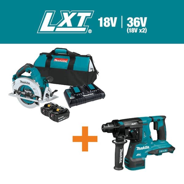 18V X2 LXT (36V) Brushless 7-1/4 in. Circular Saw Kit 5. 0Ah with bonus 18V X2 LXT 36V 1-1/8 in. Brushless Rotary Hammer
