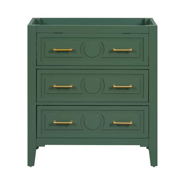 Lycvki 29.52 in. W x 17.87 in. D x 33 in. H Freestanding Bath Vanity Cabinet without Top with 3 Drawers in Green