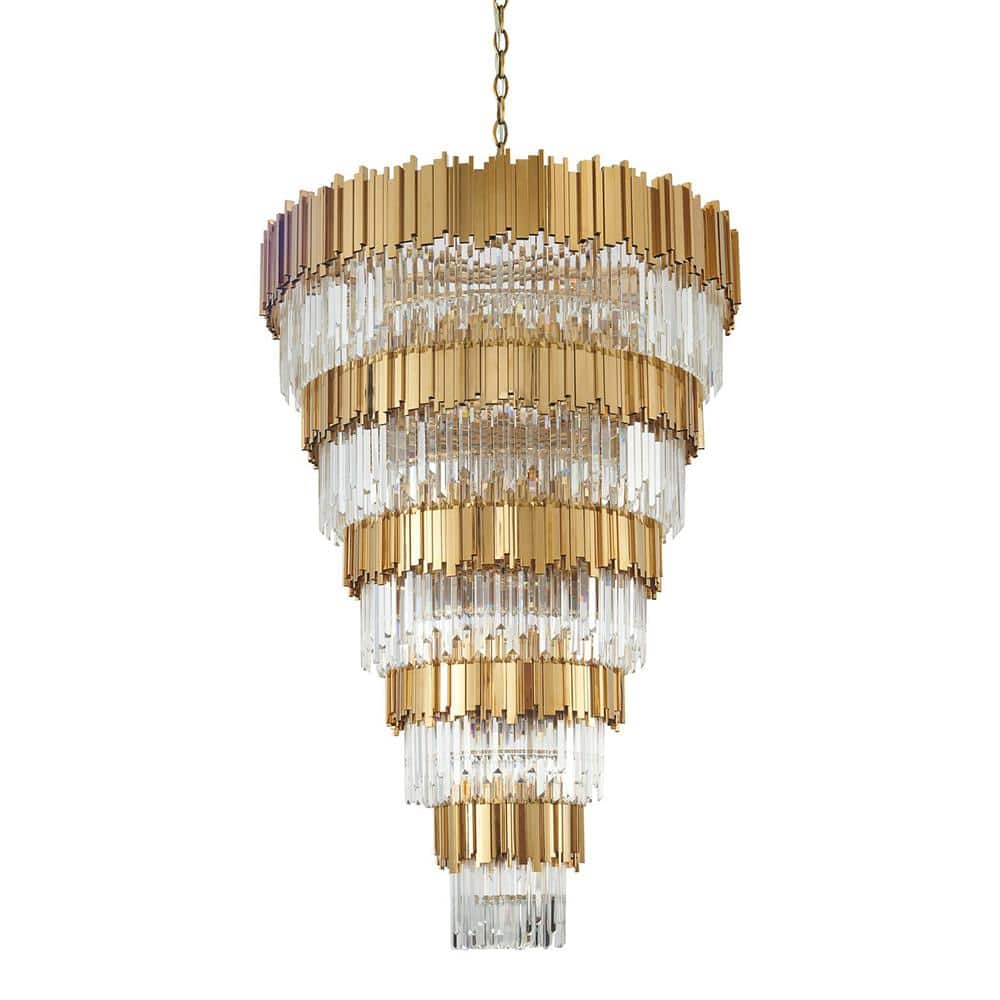 Zean 60-Light Dimmable Integrated LED Gold Crystal Empire Chandelier for Li