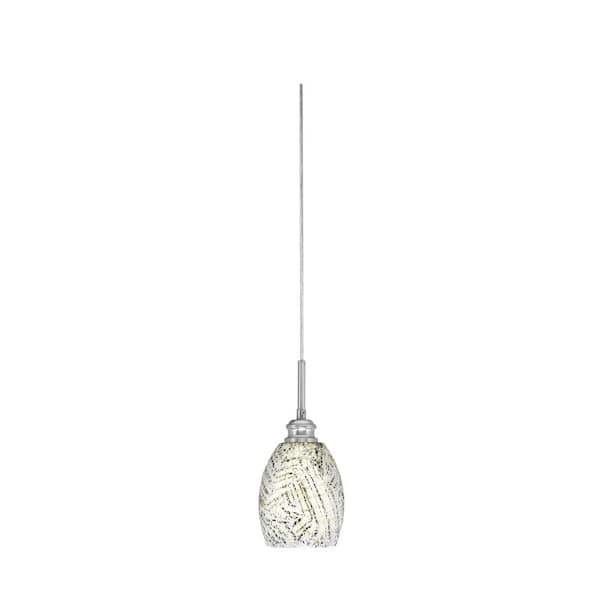 Unbranded Albany 60-Watt 1-Light Brushed Nickel Pendant Mini Pendant Light Natural Fusion Glass and Light Bulb Not Included