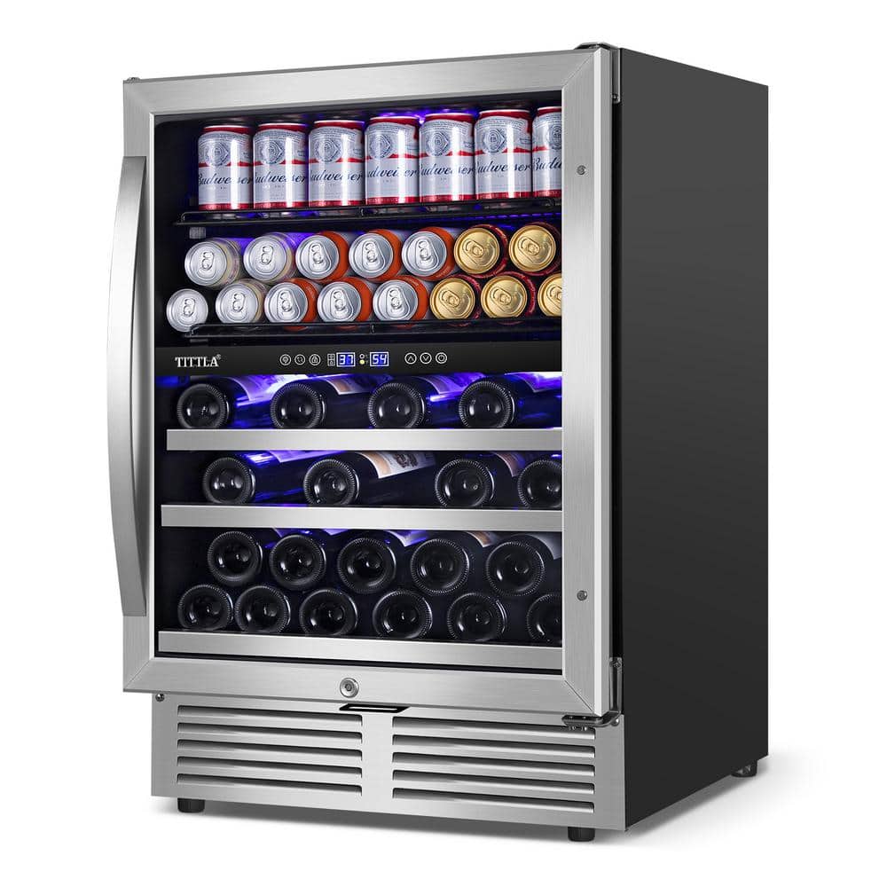Tittla 24" Stainless Steel Dual Zone Wine and Beverage Cooler