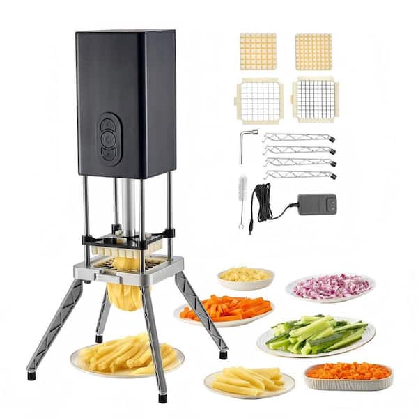 Commercial French Fry Cutter with 2 Replacement Blades, Electric Potato Slicer Dicer for Restaurants and Home Kitchen