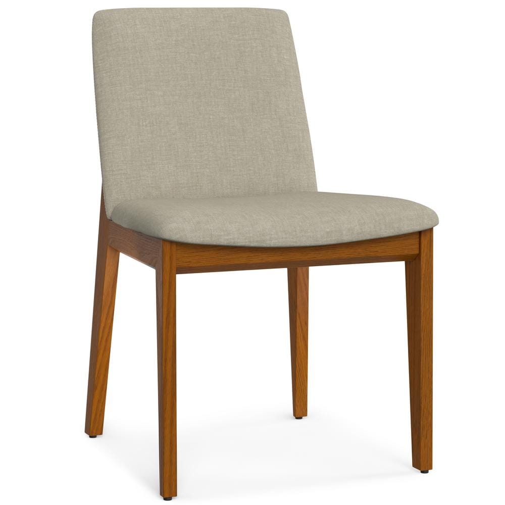 Natural Linen Upholstered Wood Dining Chair Set
