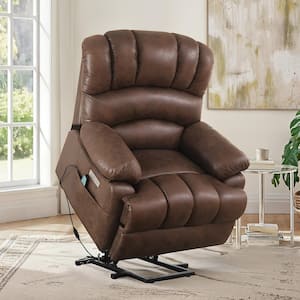 Poseidon Brown Microfiber Power Lift Recliner Chair for Elderly Electric Assist Lift Chair with Massage and Heat