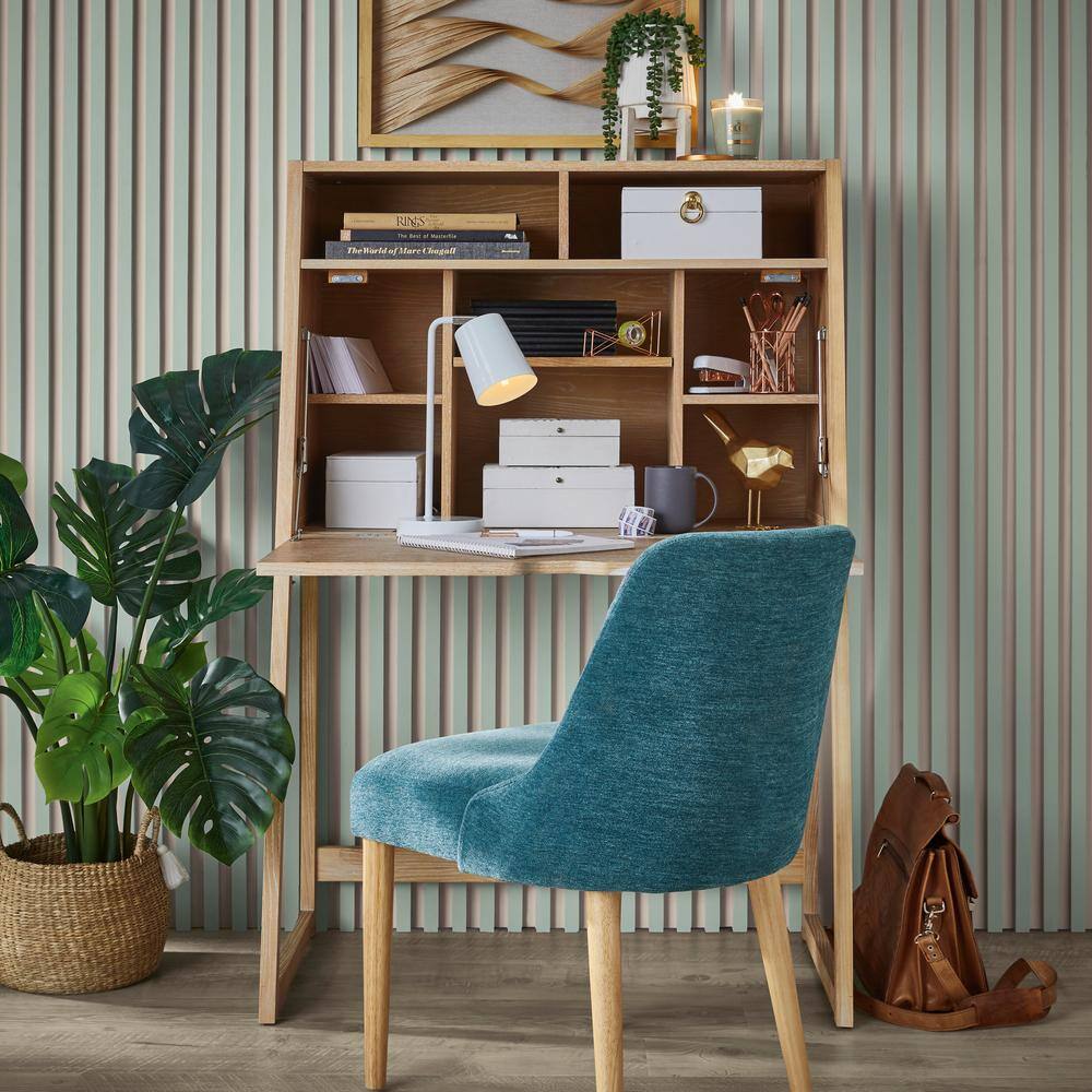 Large Brown Wood and Rattan Shadow Box Wall Art Set