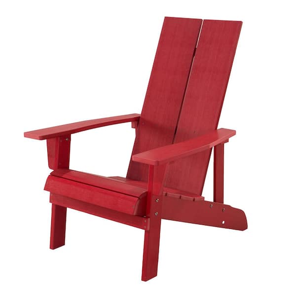 Sudzendf Outdoor Plastic Wood Adirondack Chair Weather Resistant Outdoor Patio Chair in Red