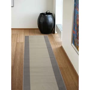Meander Greek Key Design Cut to Size Gray and Brown 26 in. Width x Your Choice Length Stair Runner